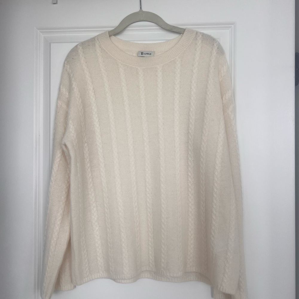 Elegant Cream Cable Knit Sweater
